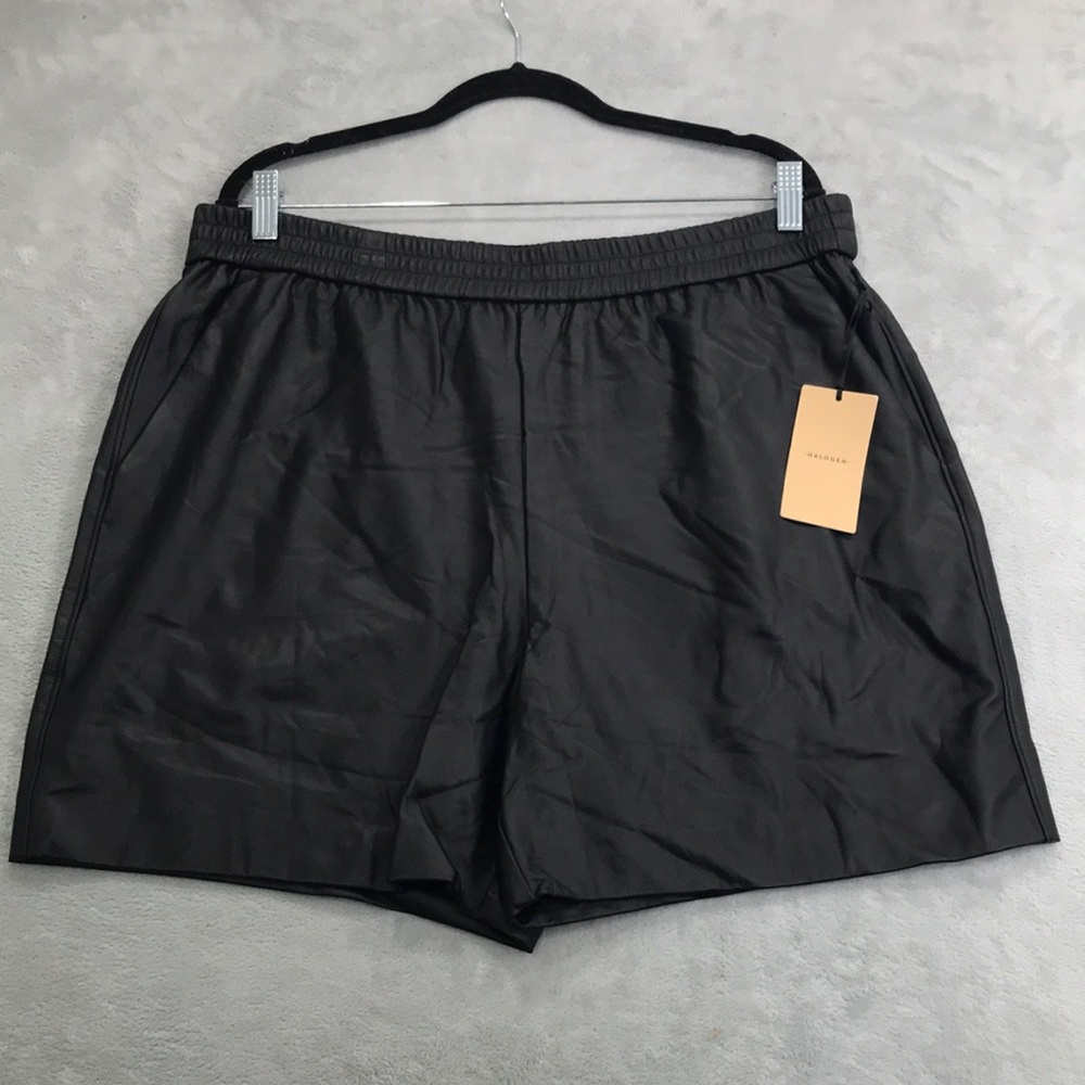Halogen Faux Leather Elastic Waistband Shorts Size XL New